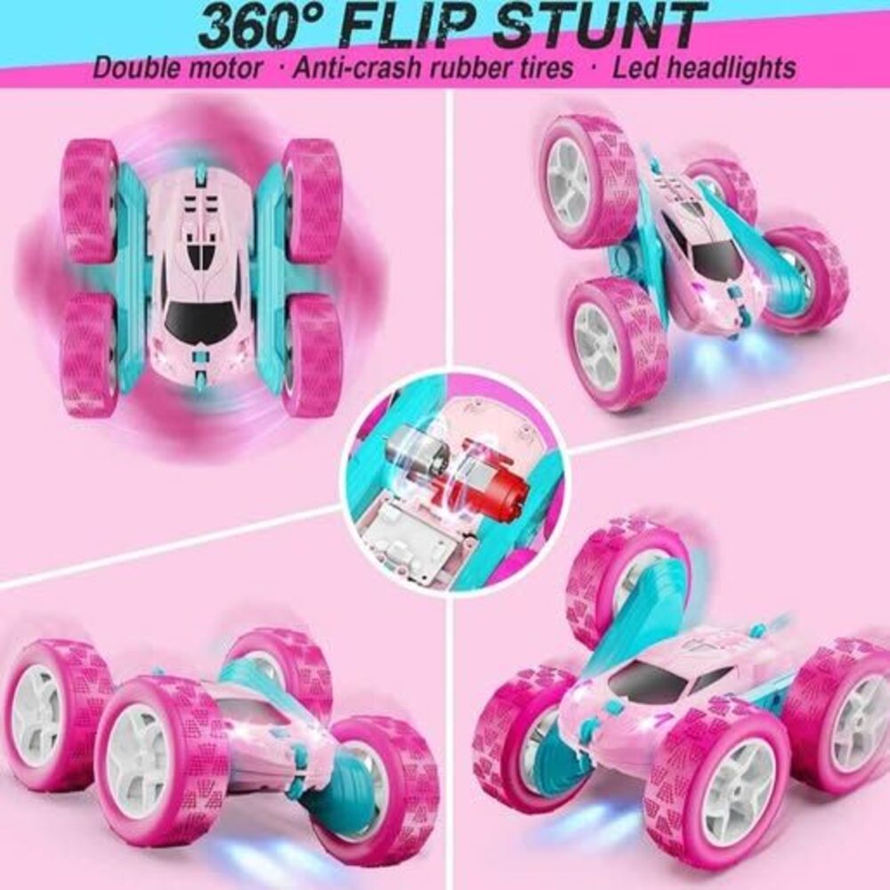 Remote Control Car, 4WD Stunt RC Car with LED Lights & 360° Flips. PINK - NEW - Picture 5 of 7